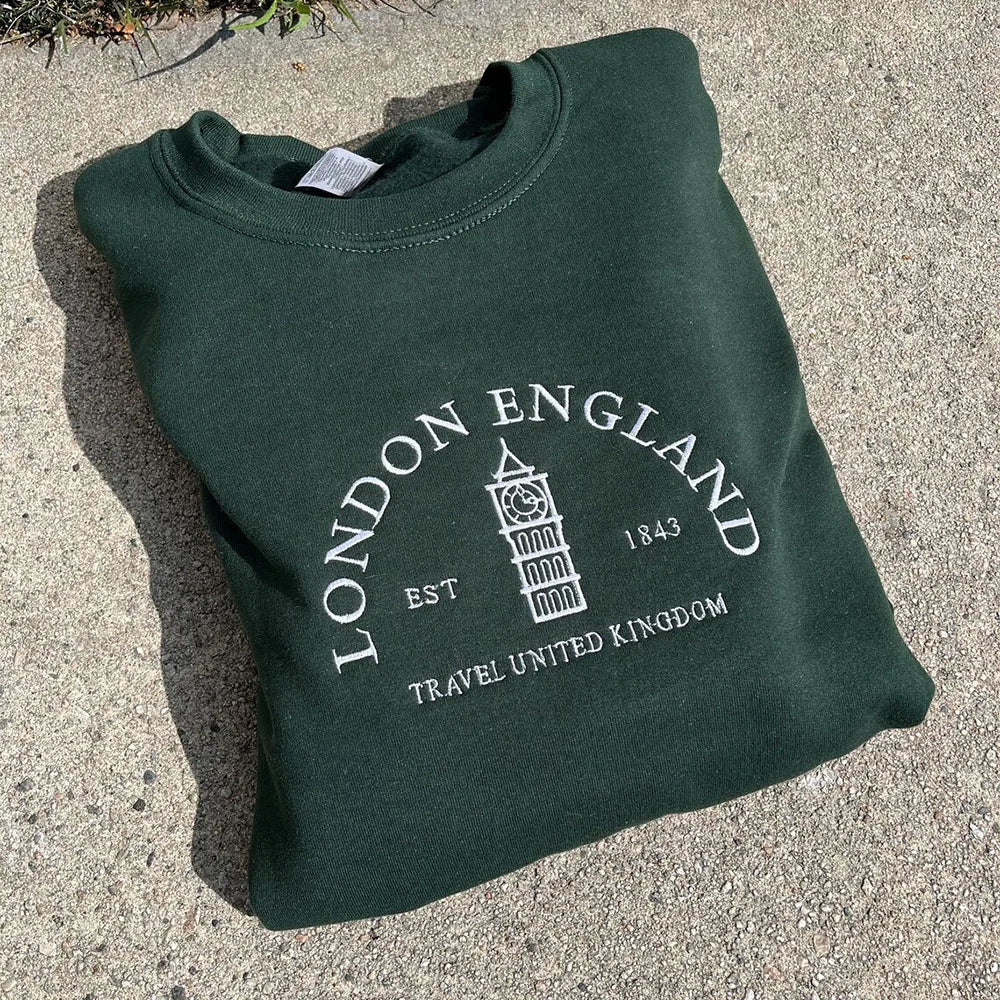 London Big Ben Vintage Pullover Green